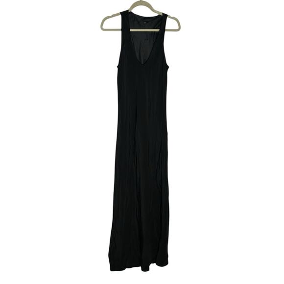 NWT Tibi Black 100% Silk Plunge V Neck Sleeveless Maxi Dress Size 12 - Picture 1 of 6
